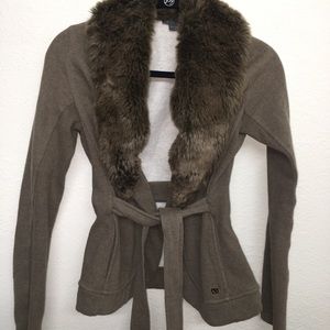 Armani Exchange faux fur collar cardigan